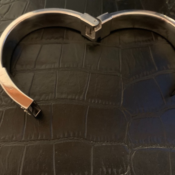 NWT - Michael Kors Silver-White Logo Bangle Bracelet - Picture 5 of 9